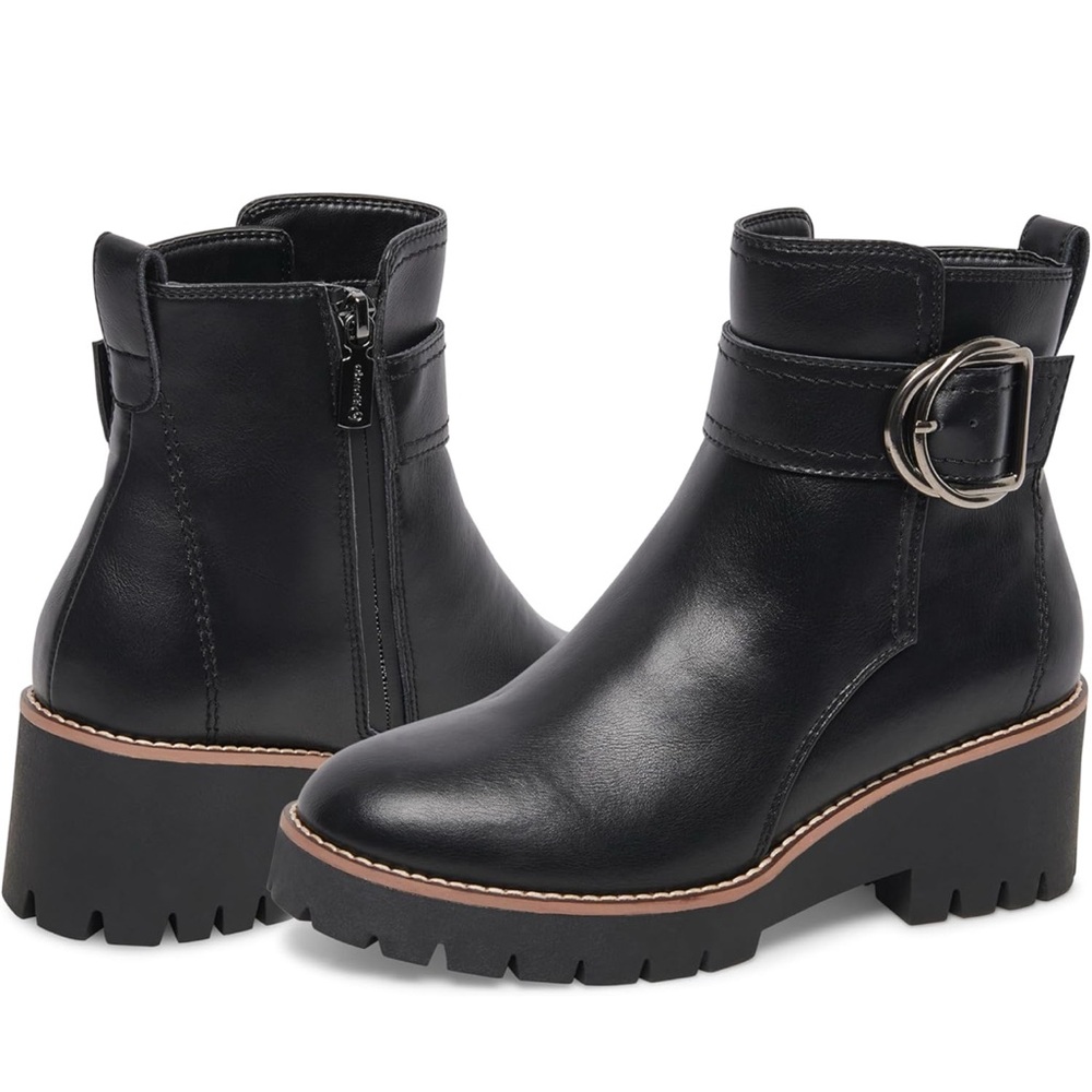 Black waterproof Ankle Boots with Buckle Detail size 11M EGUC…